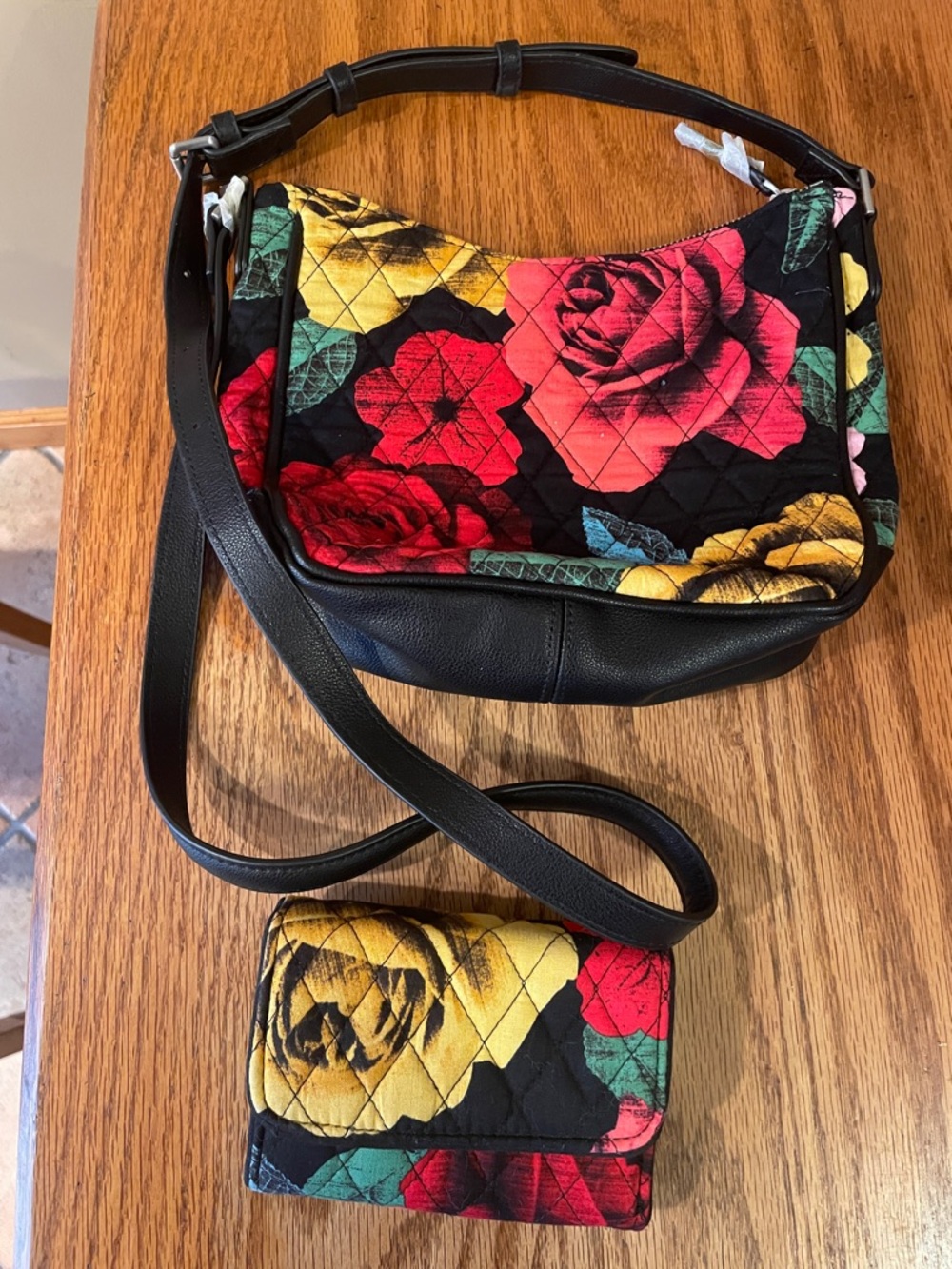 Vera Bradley Quilted Floral Crossbody Bag and Wallet Set